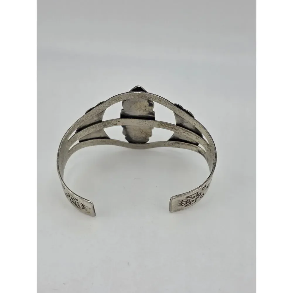 Vintage Singed BELL TRADING POST Sterling Silver Turquoise Cuff - Picture 10 of 15